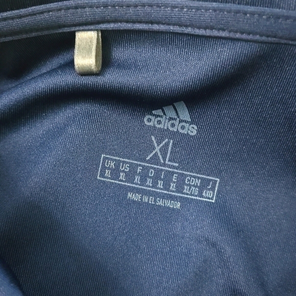 Adidas Men's 3 Stripe UPF 50 Plus Short Sleeve Polo Navy Golf XL - Picture 3 of 5